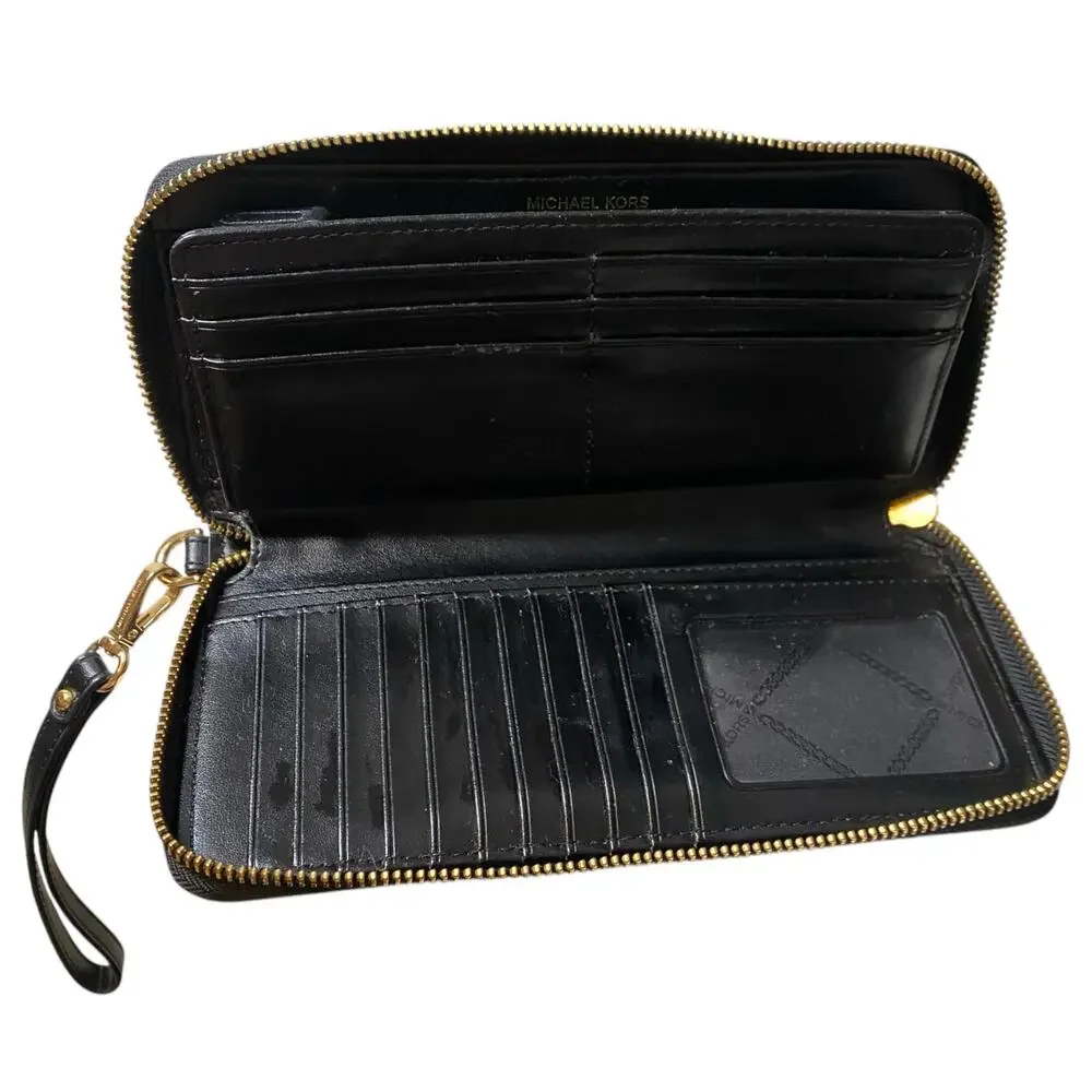 Michael Kors Women's Cotton Canvas Jet Set Travel Zip Around Continental Wallet